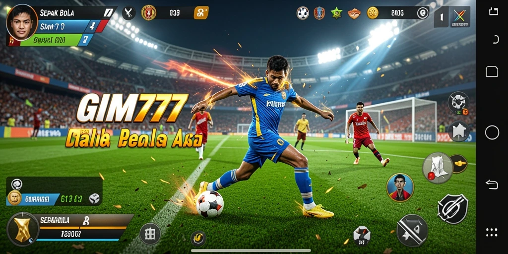 Antarmuka GIM777 yang dinamis dan menarik saat bermain sepak bola.