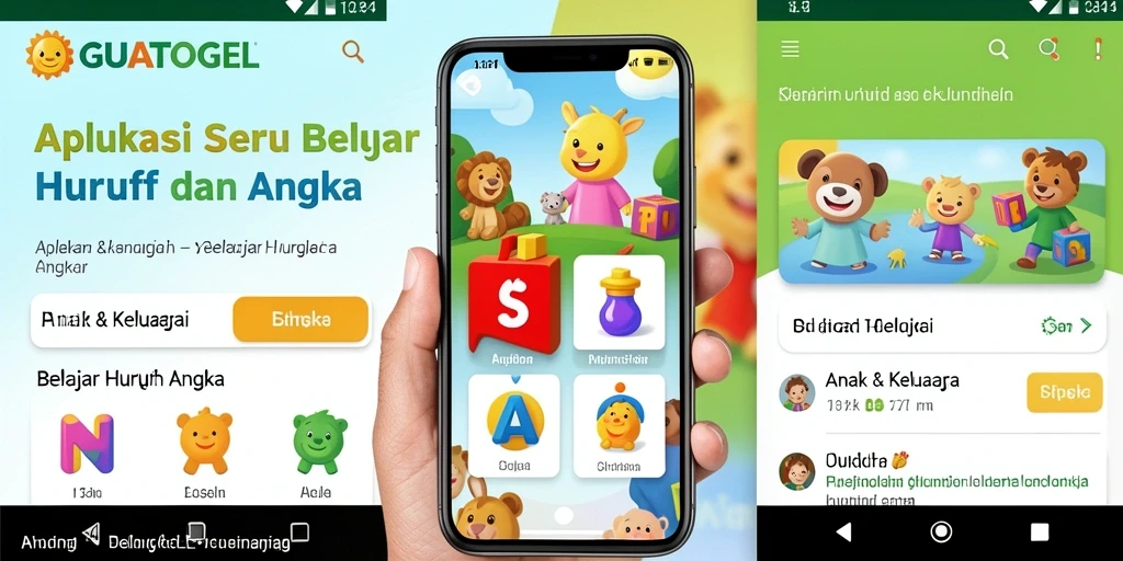 Antarmuka GUATOGEL yang menarik untuk belajar huruf dan angka.