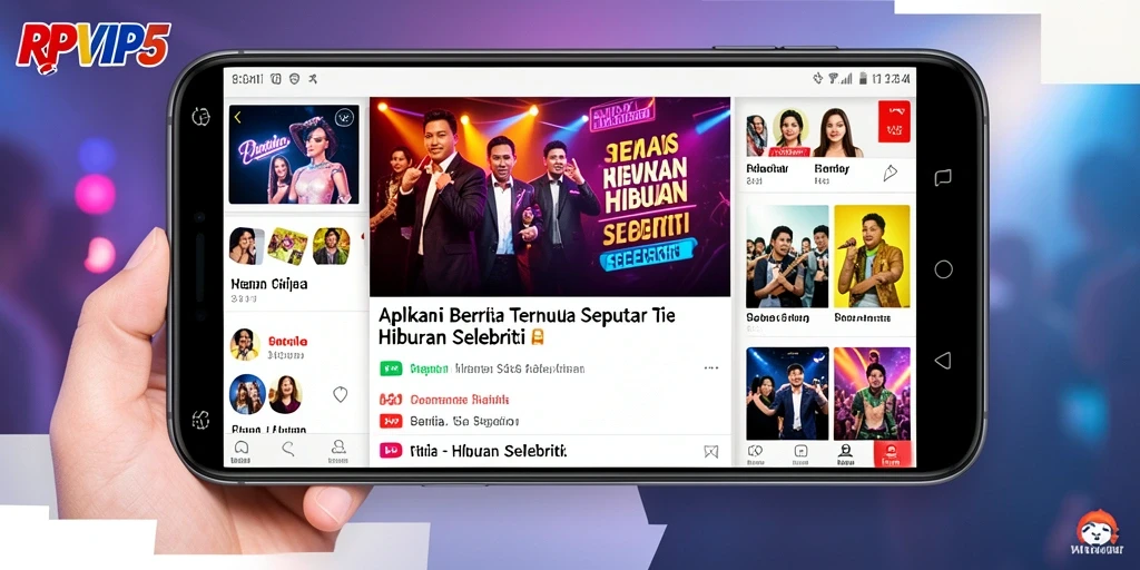 Antarmuka RPVIP5 menampilkan konten hiburan selebriti terkini.