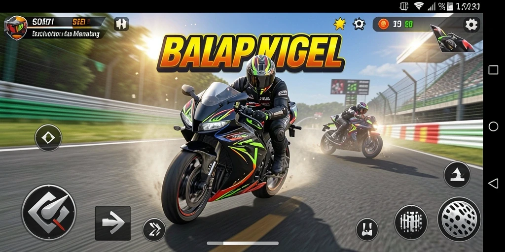 Tampilan antarmuka pengguna SONTOGEL saat balapan motor.