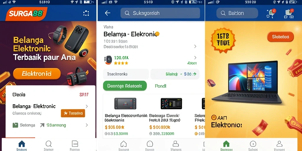 Antarmuka utama SURGA88 yang menunjukkan berbagai produk elektronik.
