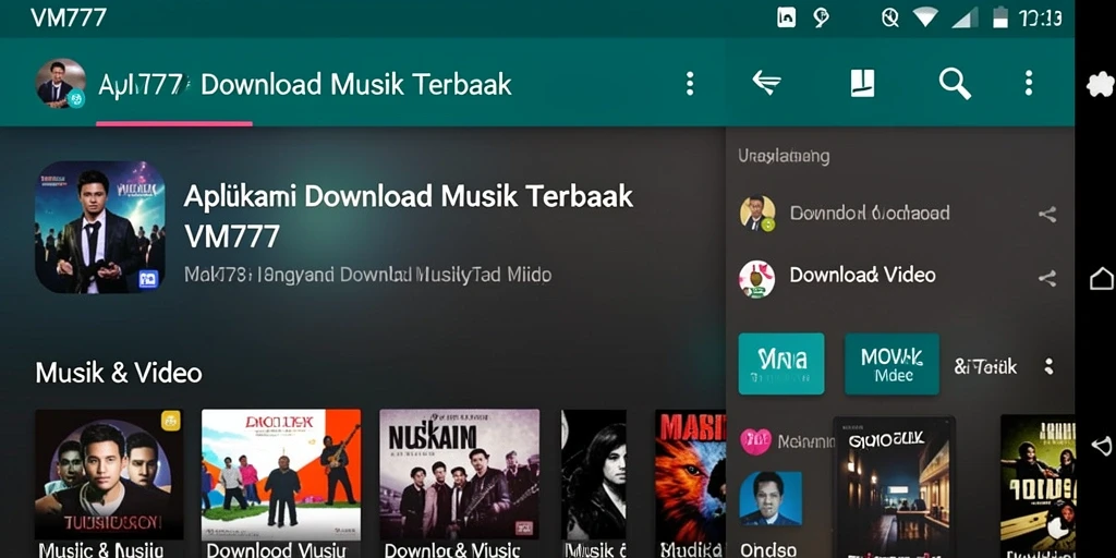 Tampilan antarmuka VM777 untuk Download Musik yang menarik dan mudah digunakan.