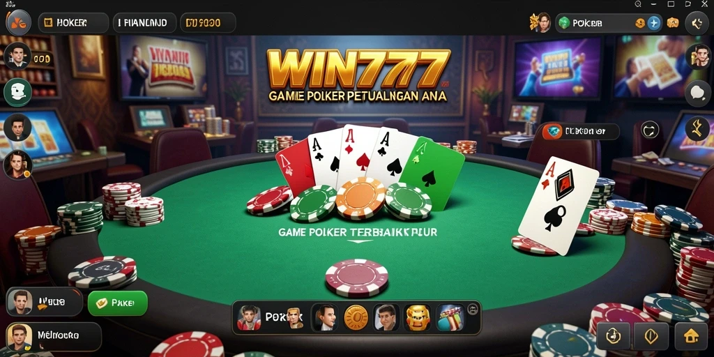 Tampilan antarmuka permainan Poker yang menarik dan interaktif.